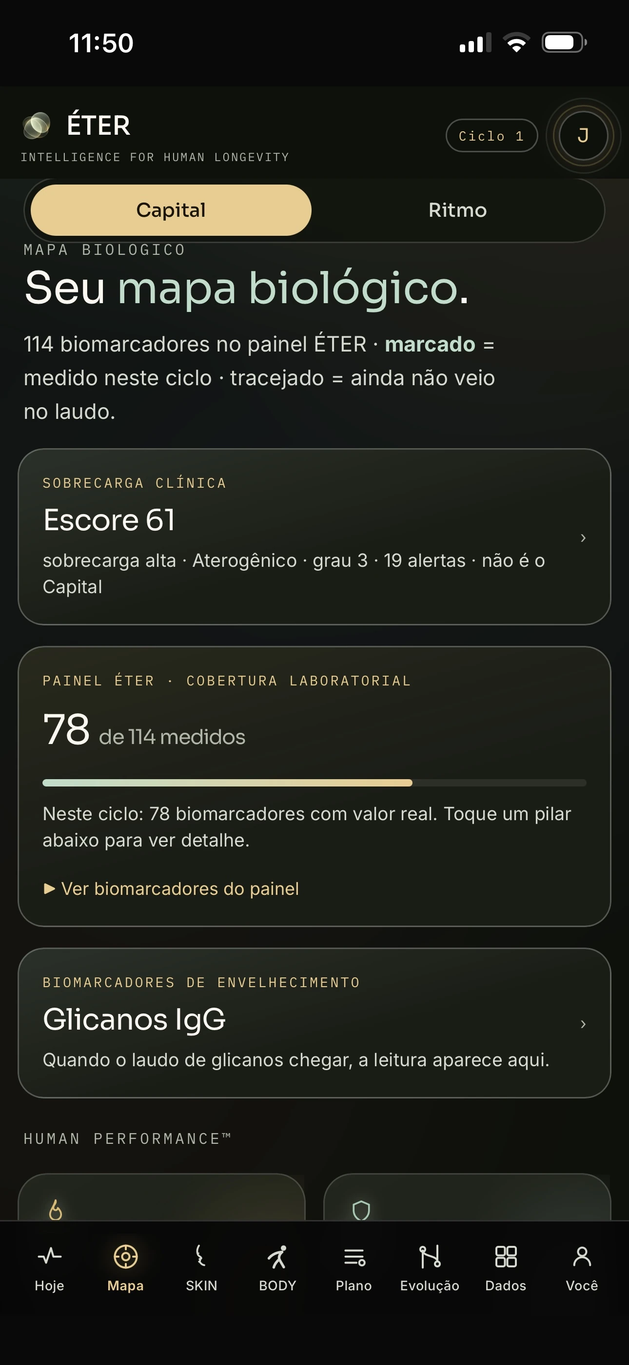 Interface complementar do app ÉTER